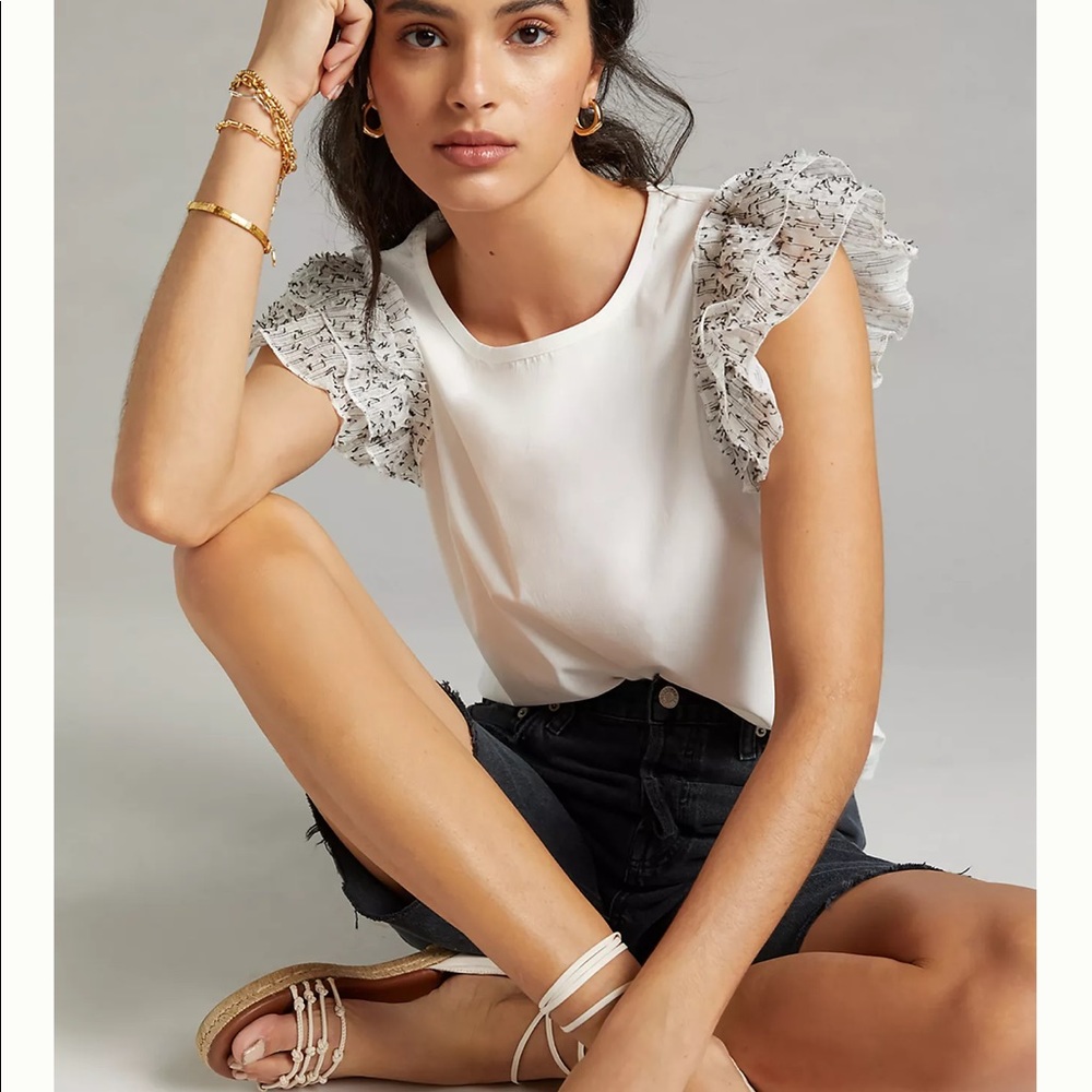 NWT Anthropologie Ruffle Sleeve Top
